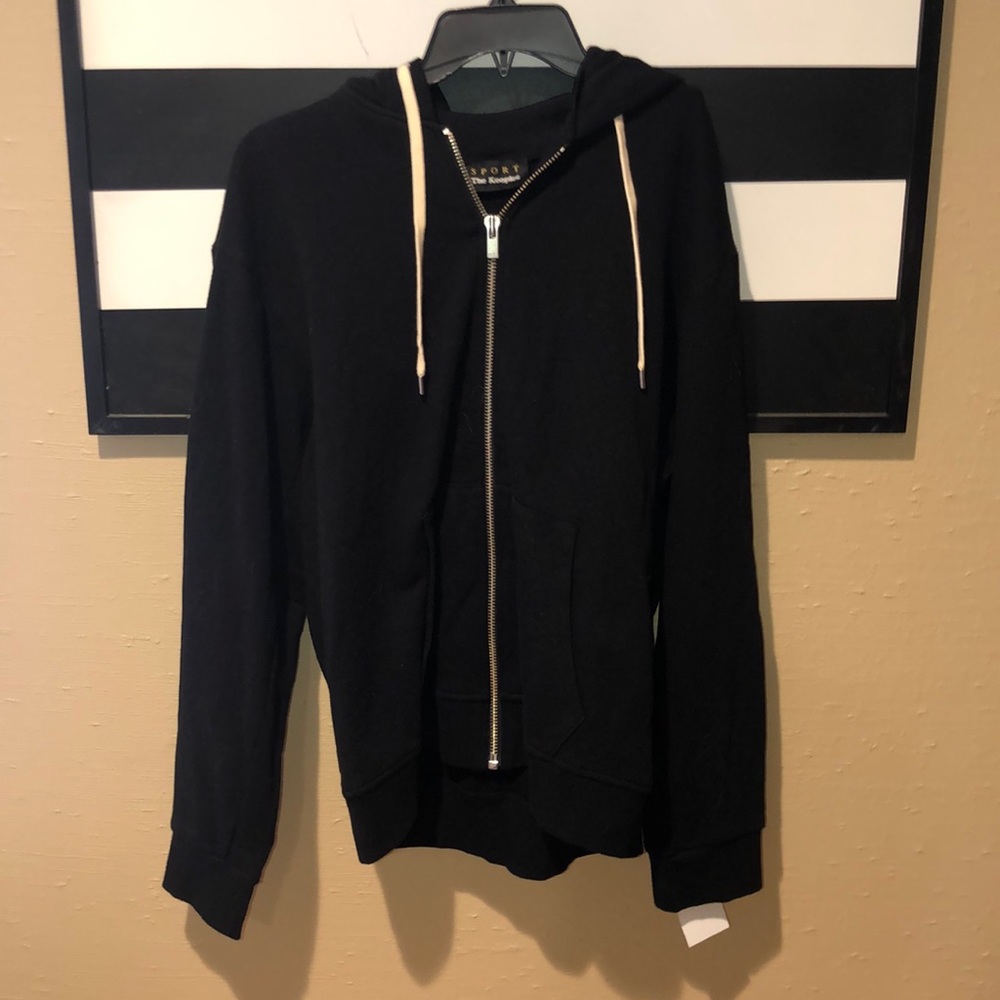 The Kooples Sport zip up black hoodie sz large